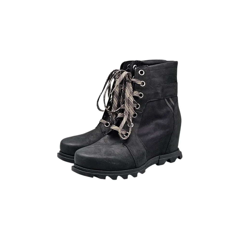 SOREL Women's Size 9.5 NWT Joan of Arctic Wedge III Lexie Black Lace-Up Booties - Picture 3 of 8